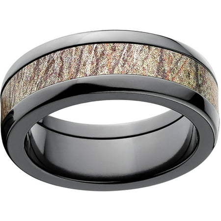 Mossy Oak Brush Men's Camo 8mm Black Zirconium Band with Polished Edges and Deluxe Comfort Fit