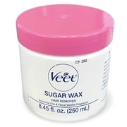Hair Removal Wax- VEET Sugar Wax, Hair Remover Waxing Kit with Essential Oils and Floral Vanilla Fragrance, 250ml Wax and 12 Fabric Strips with 1 Spatula