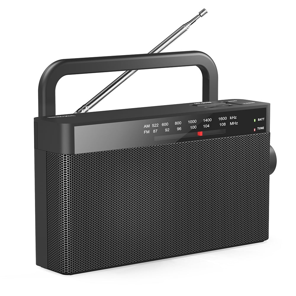MUSICOZY Portable Geriatric Senior Radio,AM/FM Rechargeable Small Player,Mini Radio with Big Speaker and 3.5mm Earphone Jack for AA Batteries or AC Power,ideal for Senior, Home, Camping Radio(Black)