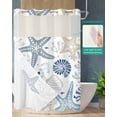 thumbnail image 2 of No Hook Shower Curtain with Snap in Liner, Summer Ocean Blue Khaki Coral Starfish Seashells Seaweed Shower Curtains for Bathroom, Washable Shower Curtain Liner Set with Mesh Top Window, 66"x72", 2 of 6