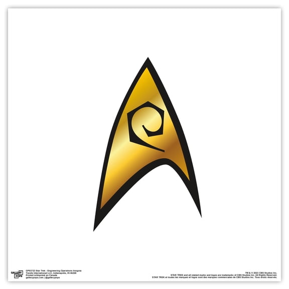 Gallery Pops Star Trek - Engineering Operations Insignia Wall Art, Unframed Version, 12" x 12"