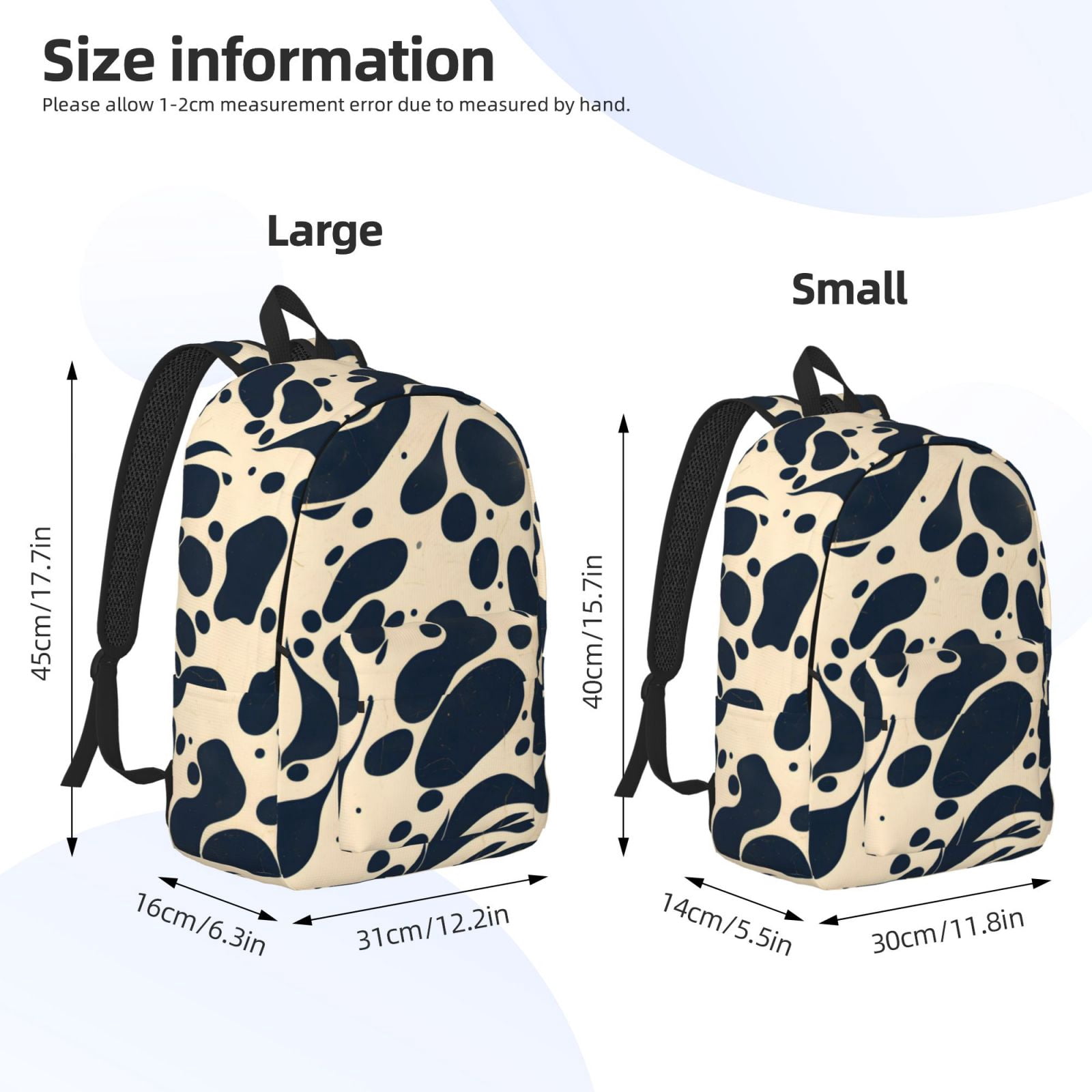 Casual Canvas Backpack Without Interlayer Large Capacity Stick Bag Design For Outdoor Shopping Office Outdoor Sports Milk Cow Skin Print Style Darkvoilet_1 Medium