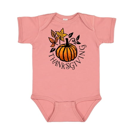 

Inktastic Thanksgiving fall pumpkin and leaves Gift Baby Boy or Baby Girl Bodysuit