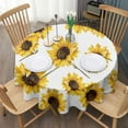 thumbnail image 3 of White Sunflower Round Tablecloth 60" X 60",Wrinkle Wipeable Table Cloth for Kitchen Dining Room Picnic Patio Party, 3 of 6