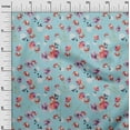 thumbnail image 2 of oneOone Cotton Jersey Sky Blue Fabric Flower & Leaves Watercolor Fabric For Sewing Print Craft Fabric By The Yard 58 Inche Wide, 2 of 4