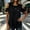 Black, variant on Cold Shoulder Tops For Womenruffled Trim Short Sleeve Dressy Blouse Decorative Button Casual Shirt Business Casual Short Sleeve Tshirts Work Outfits Black L