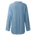 thumbnail image 5 of Wang6 Women's Oversized Long Sleeve T Shirts Causal V Neck Button Summer Tunic Tops Loose Fit Solid Long Tees Shirts Blue M, 5 of 5