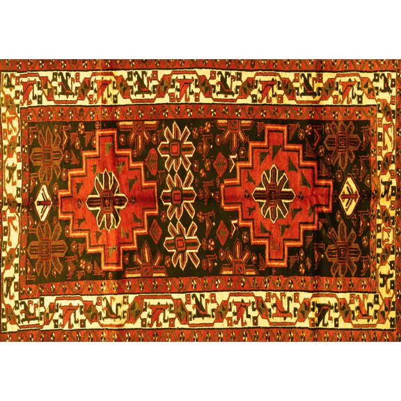 Ahgly Company Indoor Rectangle Persian Yellow Traditional Area Rugs, 3' x 5'