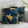 thumbnail image 3 of Acheng Gold and Blue Abstract Art Short Plush Pillowcase Set of 2 White, 3 of 7