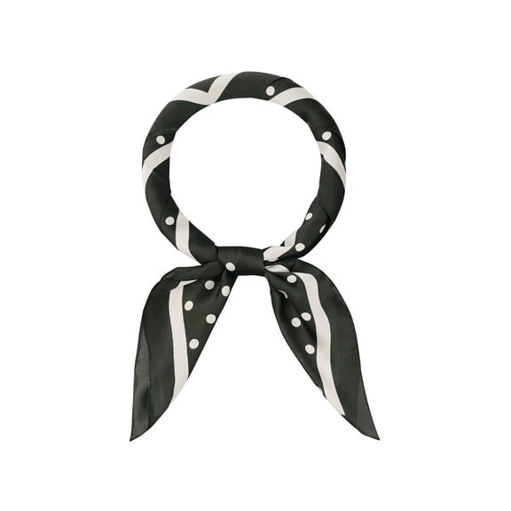 INSPIRE CHIC Women Polka Dots 35" Scarf Satin Silk Like Square Neckerchief Head Wrap Bandanas 35.4x35.4" Black