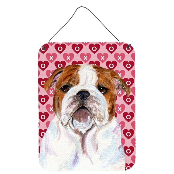 Carolines Treasures SS4484DS1216 Bulldog English Hearts Love Valentines Day Wall or Door Hanging Prints 12WX16H