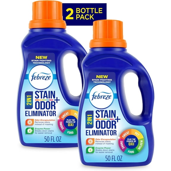 Febreze Laundry Detergent Additive, Original Strength In Wash Odor Eliminator, Designed to Remove Odors in a Single Wash Caused by Sweat, Food, Smoke, Fresh Scent, 50 fl oz (2 Pack)