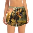 thumbnail image 4 of Lsque Realistic Style Forest Dinosaur Printed Women's Running Shorts with Liner Pockets,Elastic Quick Dry Workout Athletic Gym Yoga Shorts,Womens High Waist Shorts-Small, 4 of 9