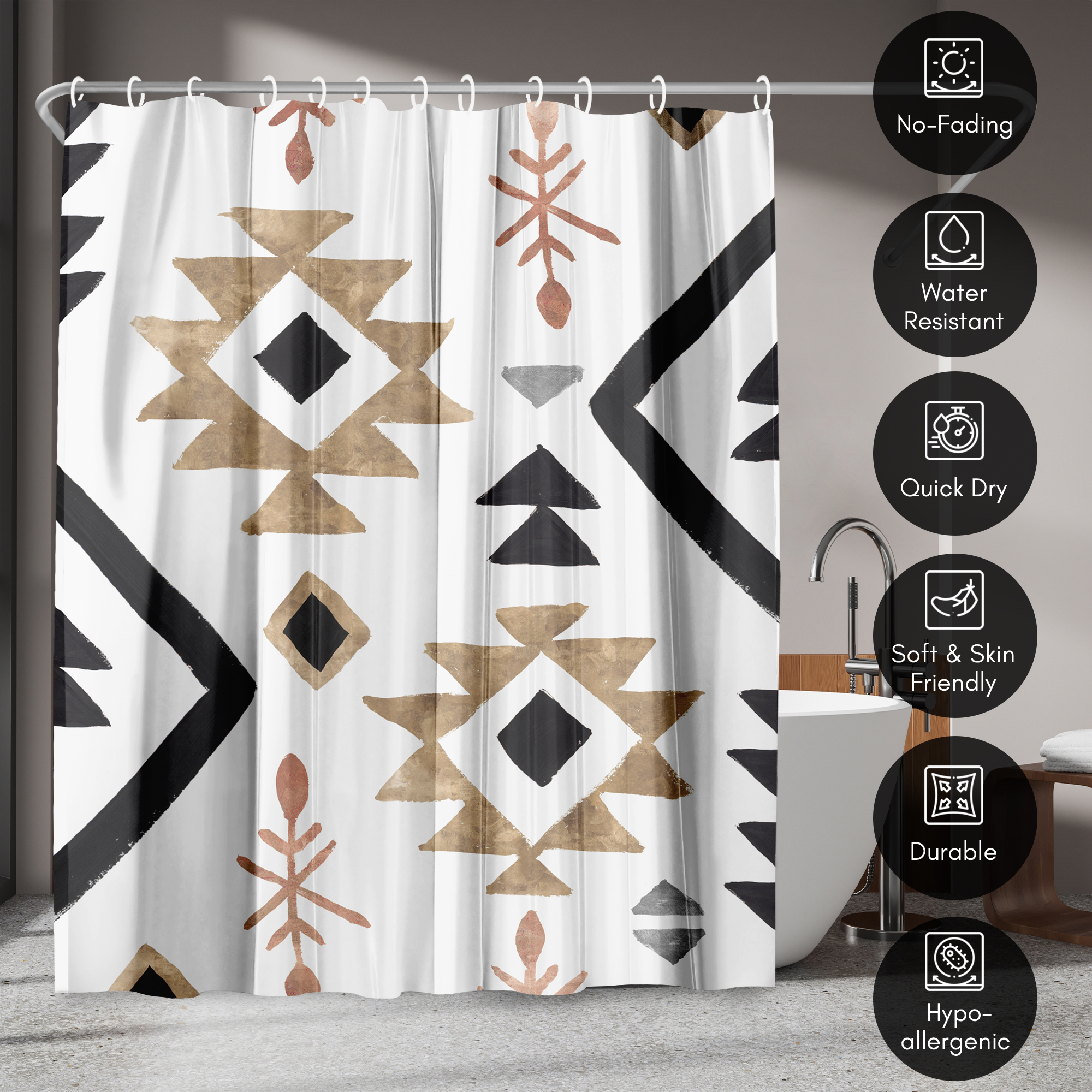 Americanflat 71" x 74" Shower Curtain, Rhythemics I by PI Creative Art