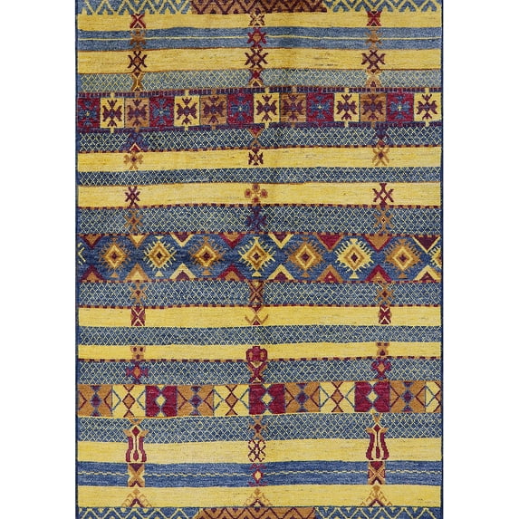 Ahgly Company Indoor Rectangle Mid-Century Modern Plum Purple Purple Oriental Area Rugs, 4' x 6'