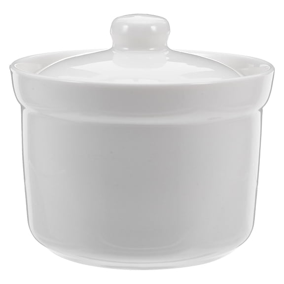 LOLIPPYY White Ceramic Soup Bowl with Lid Easy to Clean for Kitchen Tableware