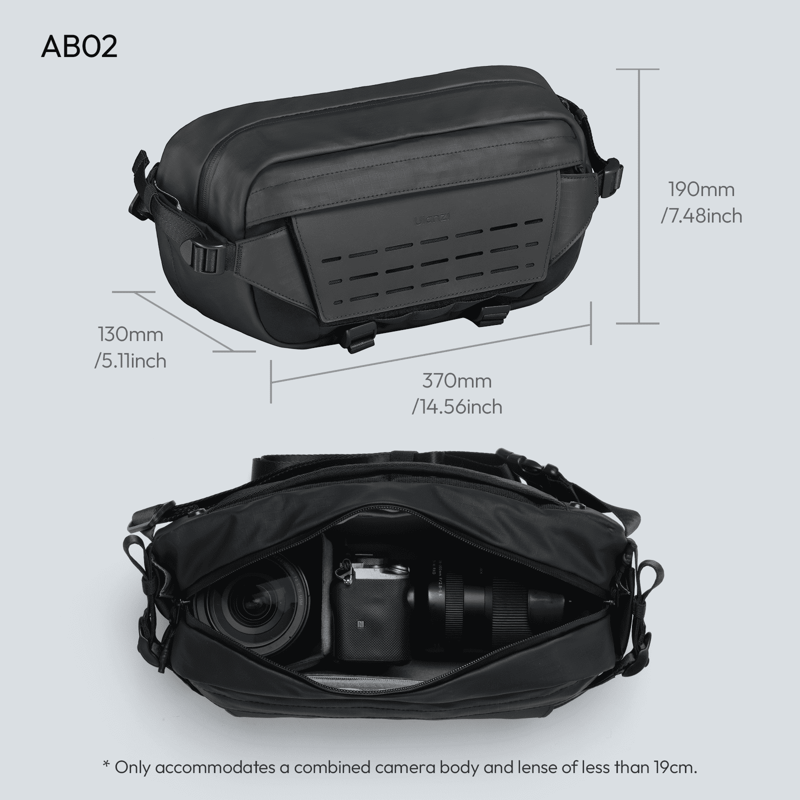 Ulanzi AB02 Outdoor Sling Bag – 9L Crossbody Camera Chest Bag with Weather-Resistant Fabric, AirTag Pocket, Customizable Dividers, and Quick Access Design for Travel, Photography, and Commuting