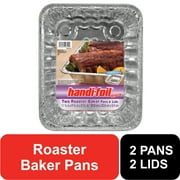 Handi-Foil Large Aluminum Roaster Baker Pans with Lids, 2 Count
