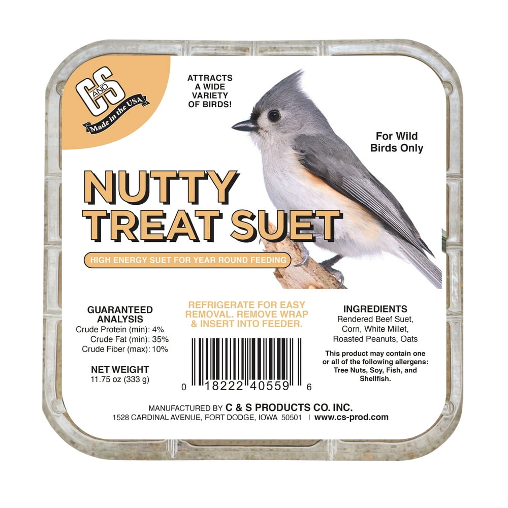 C&S Nutty Treat Suet, For Year Round Feeding, 11.75 oz Cake, Wild Bird