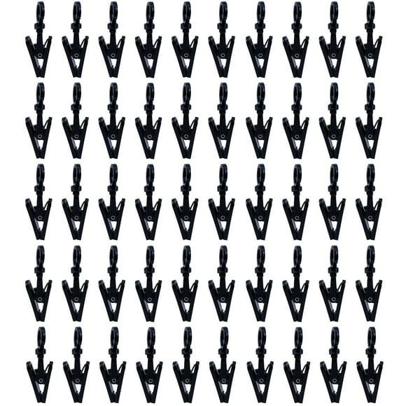 50Pcs Rotatable Plastic Hooks Multifunctional Swivel Curtain Clips Coat Hooks