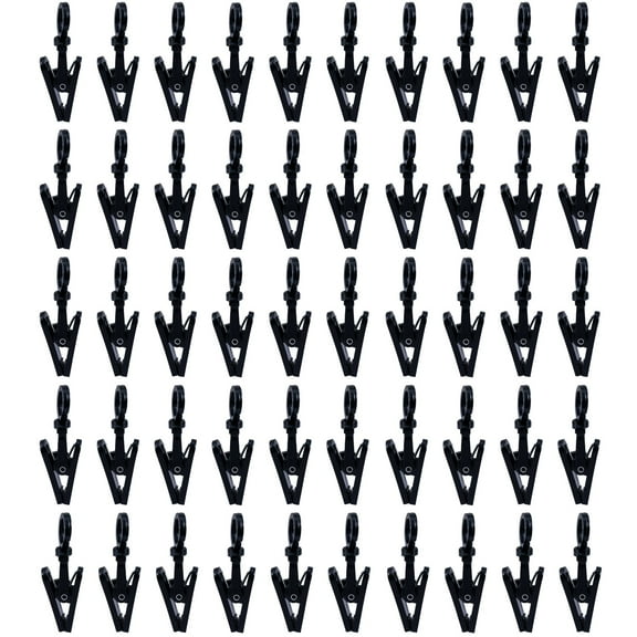 REACHISE 50Pcs Rotatable Plastic Hooks Multifunctional Swivel Curtain Clips Coat Hooks