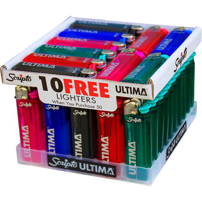 Scripto Ultima Sparkwheel Lighters, 50 ct + 10 Free