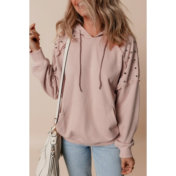Casuashion Vibrant Fushia Hoodie - Rivet Stud Raglan with Kangaroo Pocket!