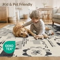 thumbnail image 4 of ODIKA 8'x10' Gray Cream Geometric Floral Design Washable Area Rug Intricate Inspired Motif Non-Slip Chair-Friendly Mat for Dining Room, Large Office, Lounge, 4 of 7