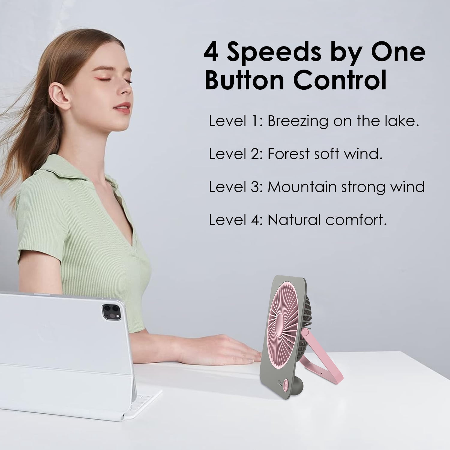 AiYchen 5" 4-Speed Ultra-Thin Rechargeable Desk Fan