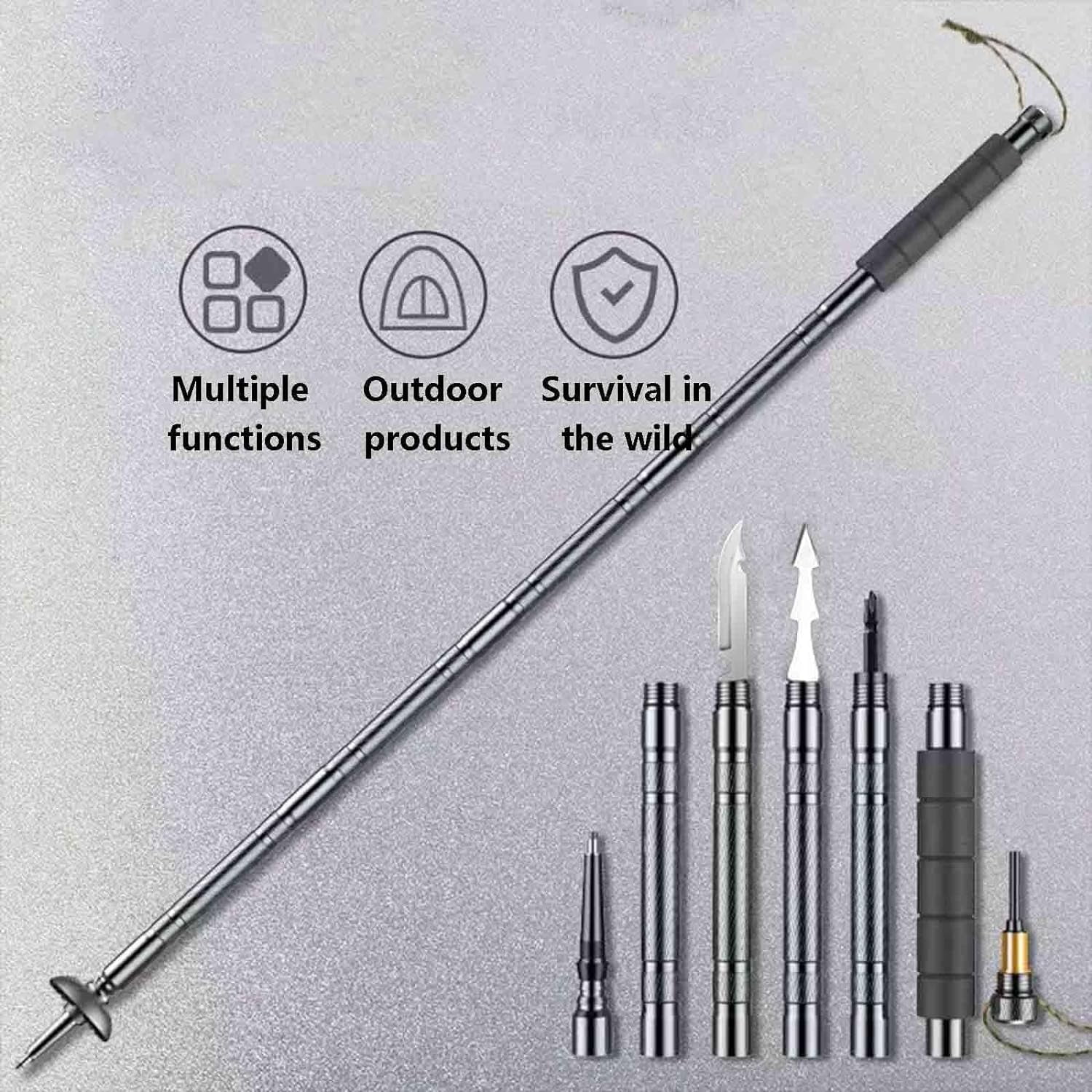 Trekking Poles, Survival Walking Stick Multitool, Lightweight