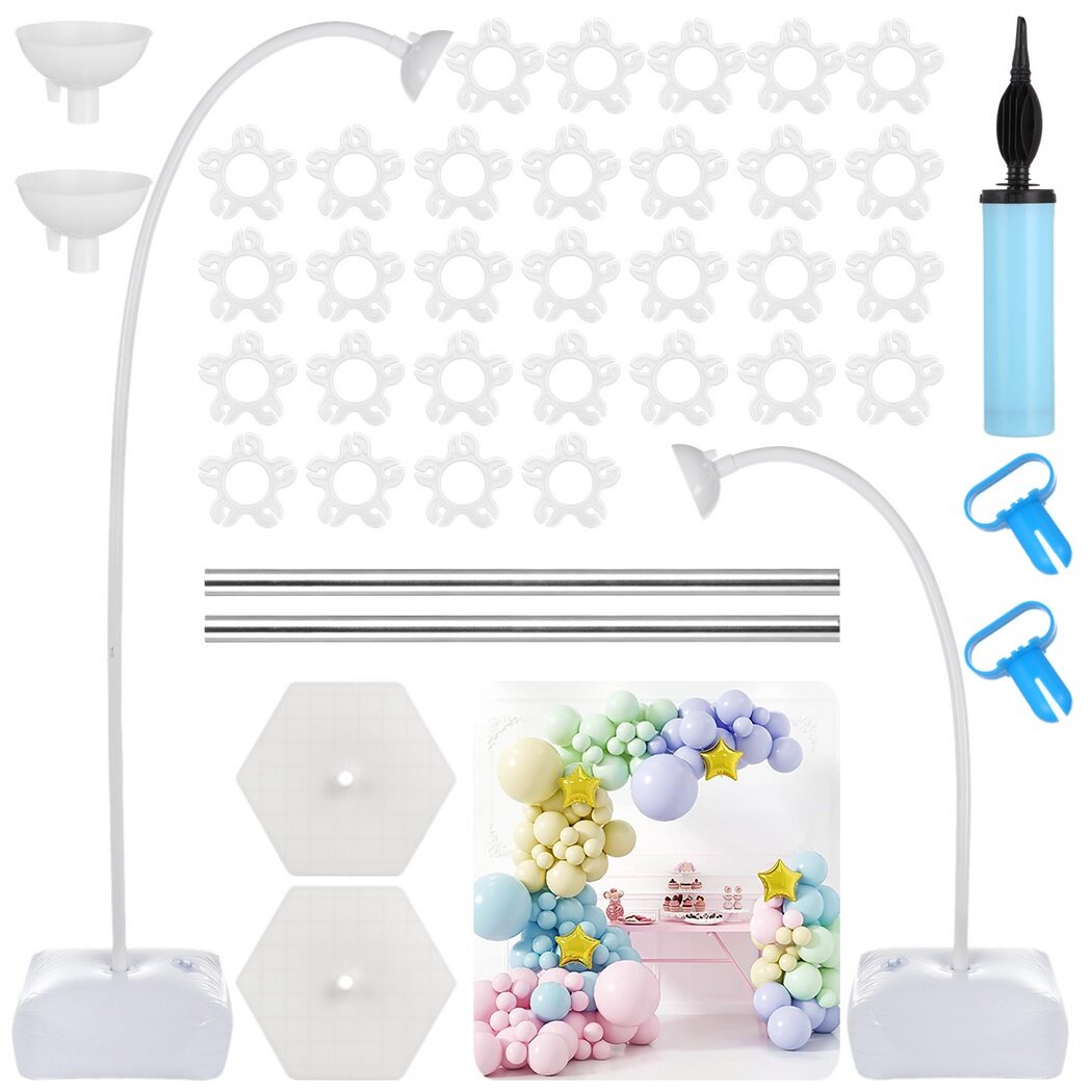 Balloon Arch Kit, Bendable 8.2ft and 4.9ft Balloon Arch Stands with Bases and Manual Pump, Detachable Balloon Arch Set for Birthday Wedding Parties Graduation Stage Decoration