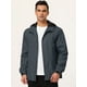 thumbnail image 3 of Sudadera con capucha para hombre Cortavientos Deportes Senderismo Ciclismo Forrado Al aire libre Cordón Cremallera Chaquetas Prendas de abrigo Gris oscuro L Unique Bargains Chaqueta, 3 of 6
