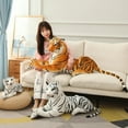 thumbnail image 4 of 30-110cm Lifelike Tiger Leopard Plush Toys Soft Wild Animals Simulation White Tiger Jaguar Doll Children Kids Birthday Gifts, 4 of 9