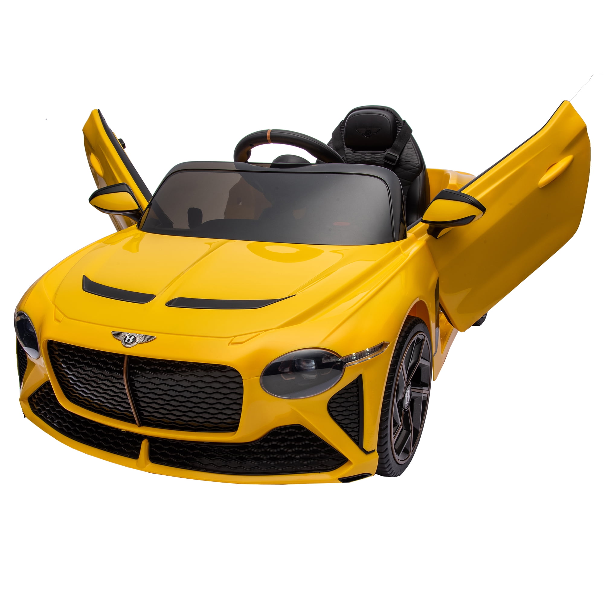 CIPACHO 12 V Licensed Bentley Mulsanne Kids Electric Ride On Cars 4 Wheels Battery Powered Sports Car Toy, Parents Control, Sound System, LED Headlights, Yellow CIPACHO 12 V Licensed Bentley Mulsanne Kids Electric Ride On Cars 4 Wheels Battery Powered Sports Car Toy, Parents Control, Sound System, LED Headlights, Yellow