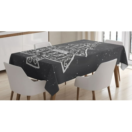 

Eat Drink and Be Merry Tablecloth Christmas Pine Tree Ornamet on Chalkboard Background Print Rectangular Table Cover for Dining Room Kitchen 60 X 90 Inches Grey and Coconut by Ambesonne