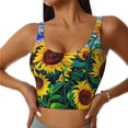 thumbnail image 2 of Haiem Landscape With Sunflowers Pattern Womens Sports Bra - U Neck Padded Low Impact Yoga Bra Workout Crop Top Gym Moisture-Wicking Workout Vest -X-Large, 2 of 9