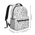 thumbnail image 2 of Haiem Black White Music Printed School Backpack,Casual Travel Lightweight Backpack,Durable Comfortable Multifunctional Backpack,Laptop Backpack, 2 of 5