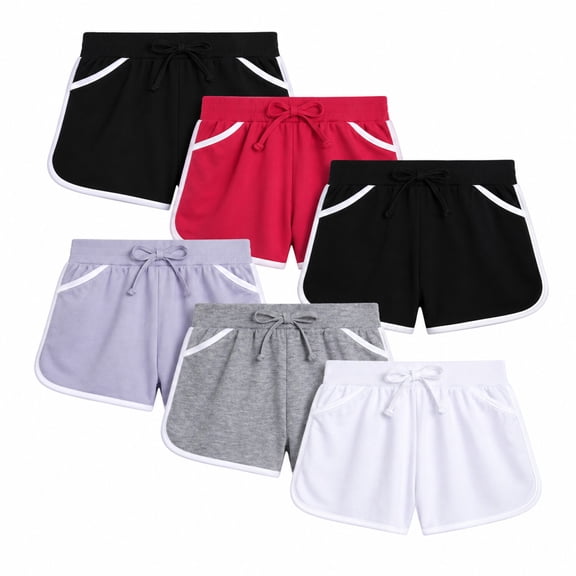 Real Love Girls Active Shorts French Terry Athletic Gym Dolphin Shorts 6 Pack