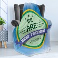 thumbnail image 4 of Best Friend Soft Flannel Fleece Blanket, Emblem Inspired Round Motif Illustration for Friendship Creative Print, Cozy Plush for Indoor and Outdoor Use, 50" x 70", Sea Blue and Green, by Ambesonne, 4 of 5