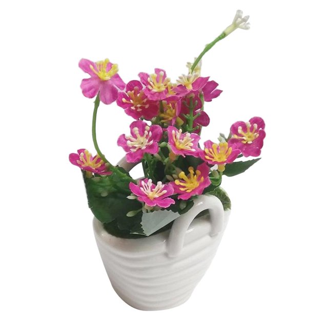 Bonsái de Flor de Simución Artificiales para Jardín con de Cerámica Decoración de Alféizar de Oficina en hogar (rosa, Púrpur Rosado Gloria Flores Artificiales De Seda