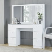 Boahaus Artemisia Modern Vanity, Boahaus Joan Modern Vanity Table With Mirror And 3 Drawers White Finish