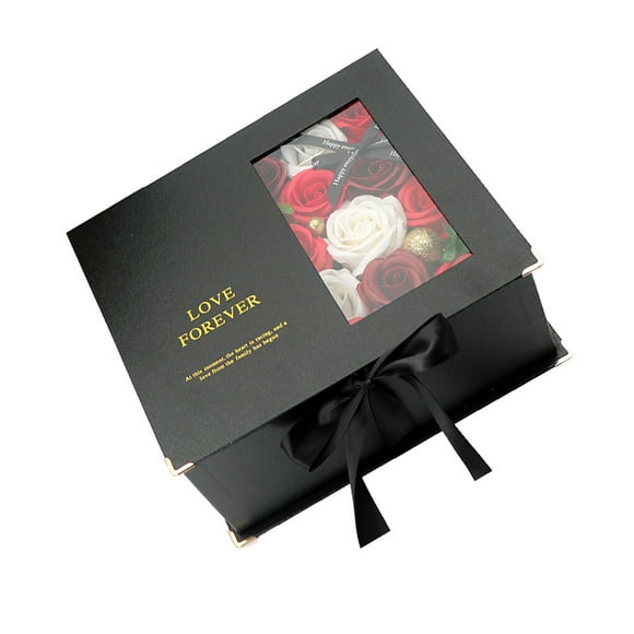 kurtrusly Fake Flower Box Jewelry Gift Box Decoration Empty Container Organizer for Festival Gift, Type 1