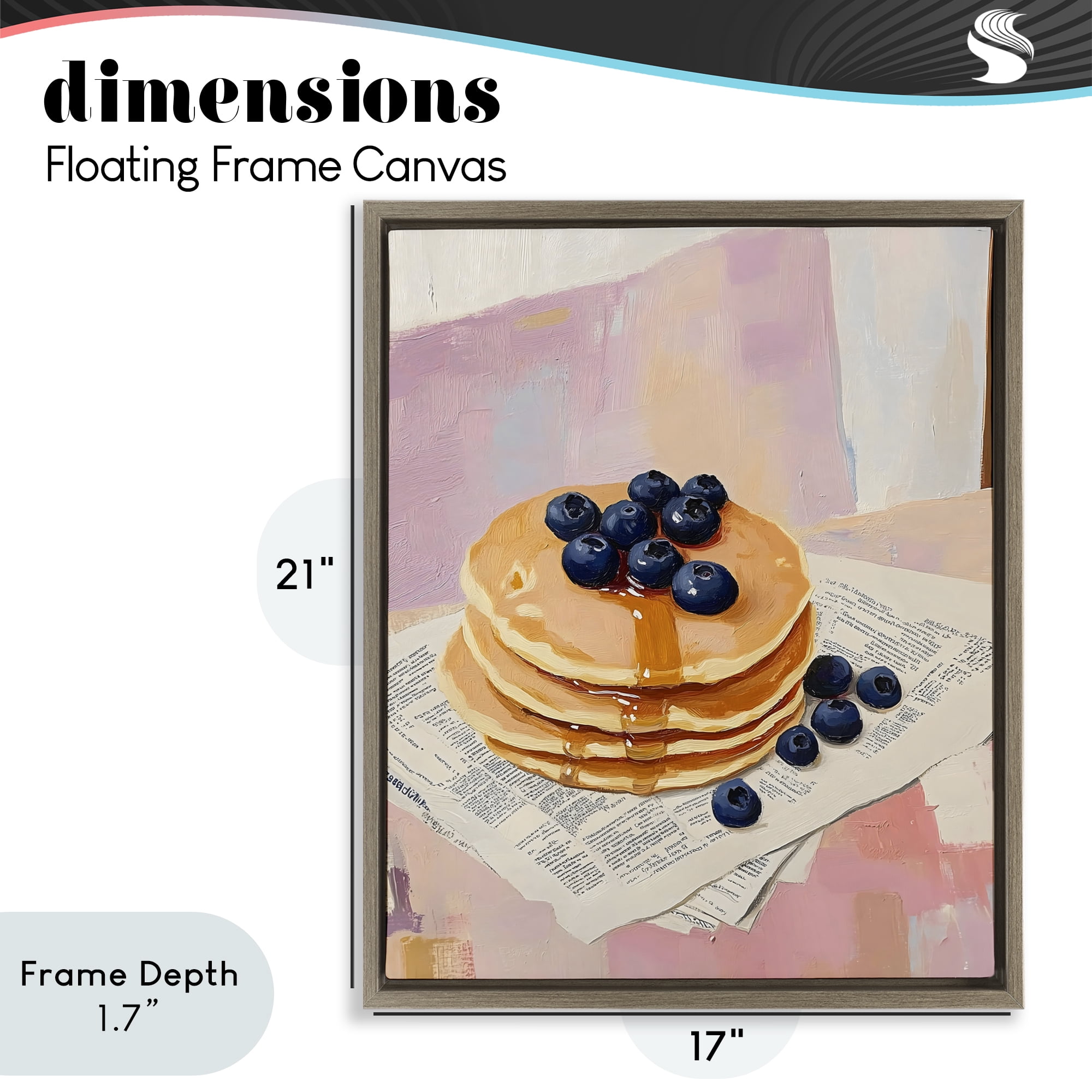 Stupell Industries Blueberry Pancakes with Syrup Brown Framed Floater Canvas Wall Art, design by The Prints Vibe