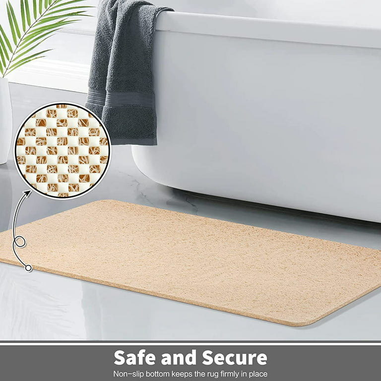 Shower Mat Bathtub Mat Non Slip, 16x24 Inch, Upgraded No Suction Cup Soft  Textured PVC Loofah Tub Mat with Drain for Wet Area, Quick Drying (Grey)