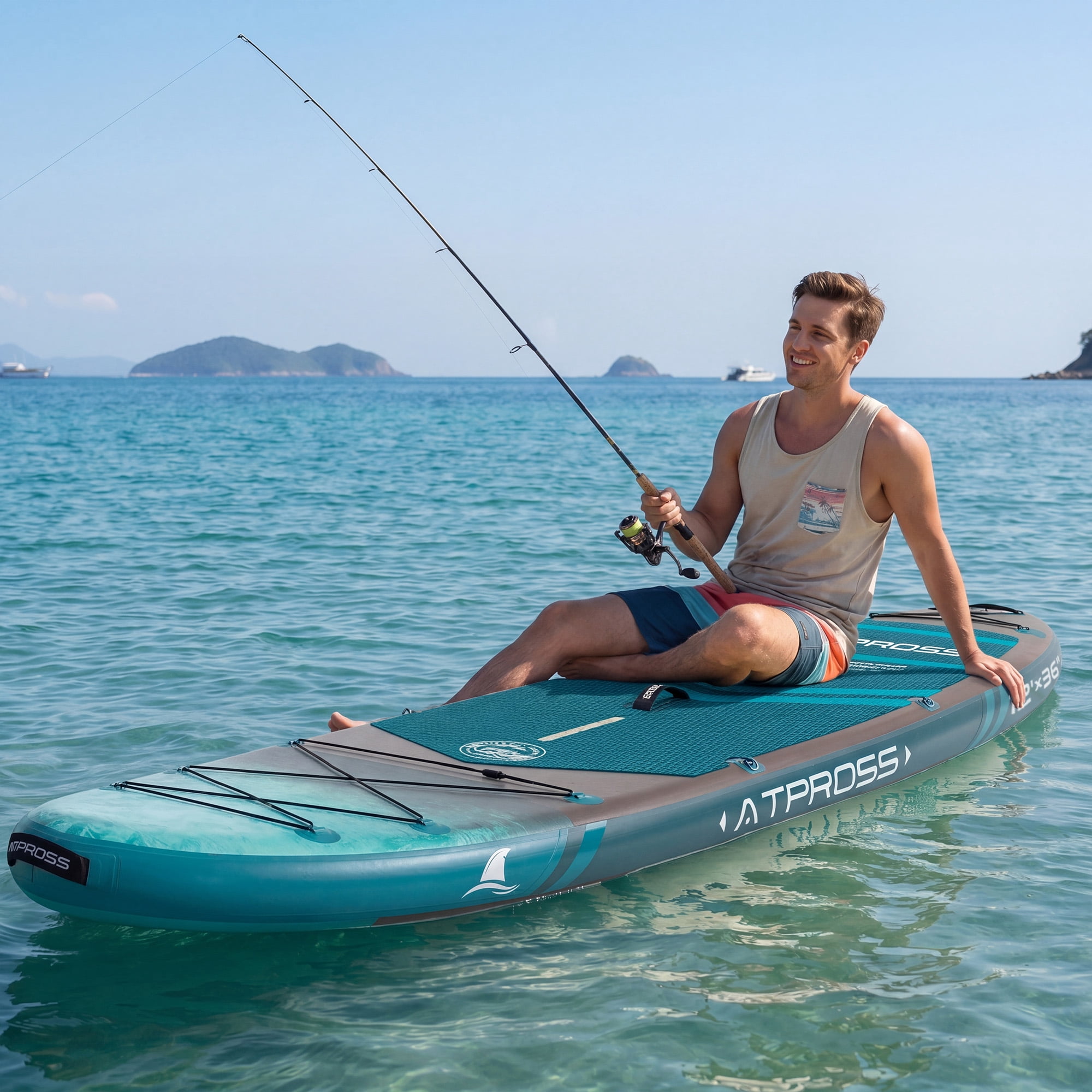 Ultifit Inflatable Paddle Board Extra Wide 500 Lbs Capacity Anti-Slip Design with SUP Accessories and Seat 12' x 36"