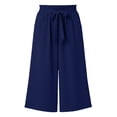 thumbnail image 3 of Betivan Womens Summer Lace Strap Solid Color Loose Straight Leg With Pocket Lace Elastic Waist Cropped Pants, 3 of 6