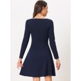 thumbnail image 4 of DARING DIVA Scoop Neck Beaded High Waist Flared Dress XL Dark Blue, 4 of 6