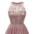 thumbnail image 5 of IBTOM CASTLE Women Vintage Floral Lace Chiffon Sleeveless Pleated Halter Short Bridesmaid Dress A Line Swing Party Cocktail Dress XXL Blush Pink, 5 of 6