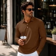 thumbnail image 3 of Hngshg Mens Tee Shirts Casual Button Up Collared Pullover Tops Dressy Long Sleeve Solid Color Golf T-Shirts, 3 of 7