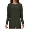 thumbnail image 1 of Japceit T-Shirts à Manches Longues pour Femmes T-Shirts pour Femmes Mode T-Shirts pour Femmes Couleur T-Shirt à Manches Longues Menotté à Col Rond T-Shirts à Manches Longues, 1 of 8